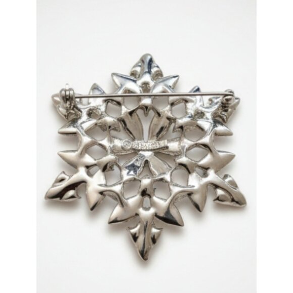 Sarah Coventry CRYSTAL SNOW FLAKE Rhinestone Brooch Pin Silver-Tone - Picture 3 of 3